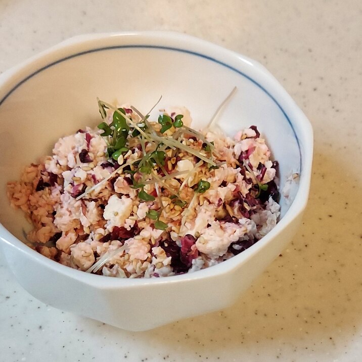 【糖質オフ】オートミールと豆腐の柴漬けご飯もどき